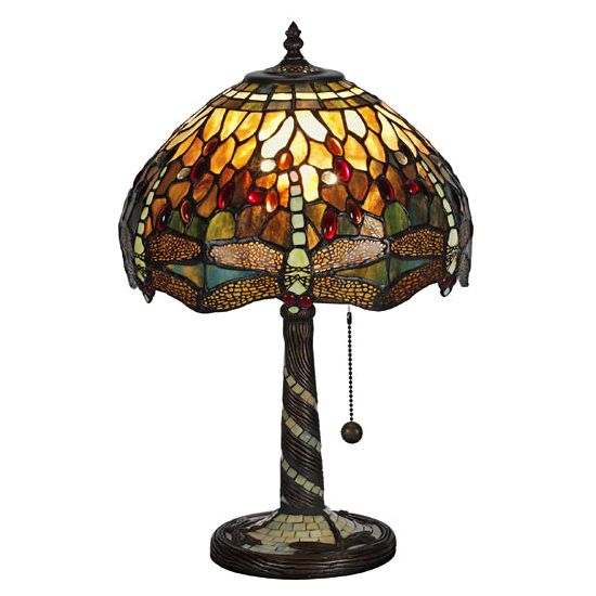 Tiffany Trollslända Oliv Bordslampa 30 cm, Nostalgia Design B05-30