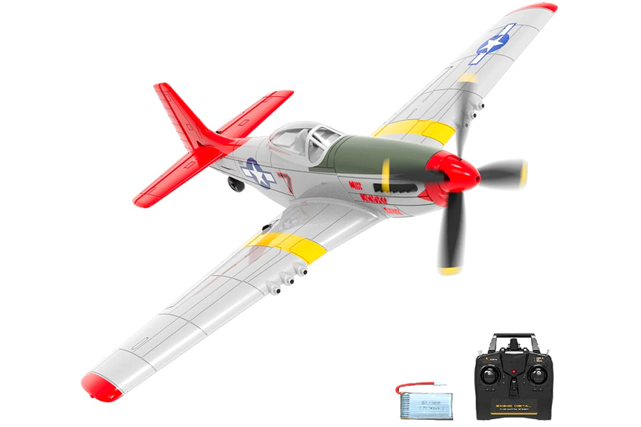Radiostyrt flygplan - Mini P51D Mustang V2 BL Röd - 4 kanals - 2,4Ghz - SRTF