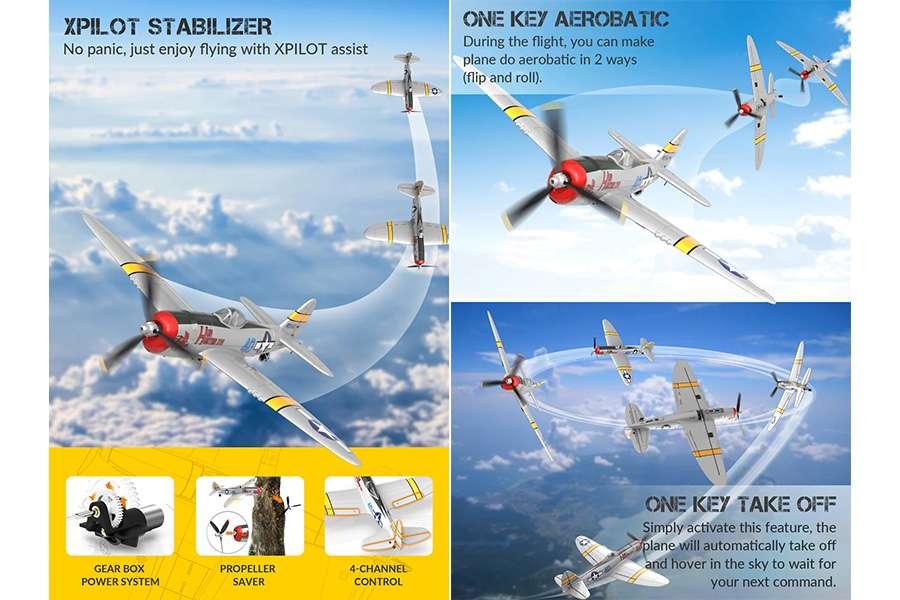 Radiostyrt flygplan - Mini P-47 Thunderbolt BL - 4 kanals - 2,4Ghz - SRTF