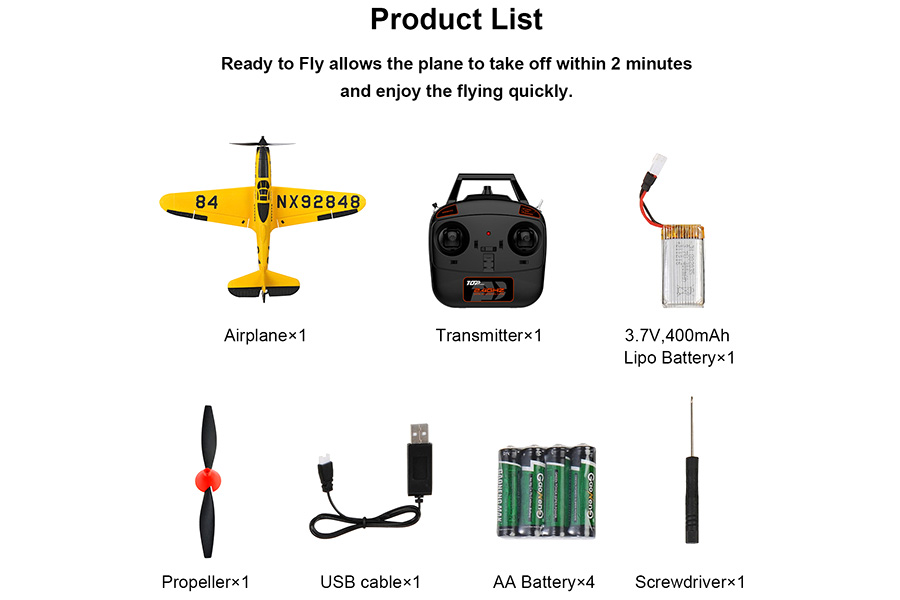 Radiostyrt flygplan - Mini FW190 BL TopRC - Gul - 4 kanals - 2,4Ghz - SRTF