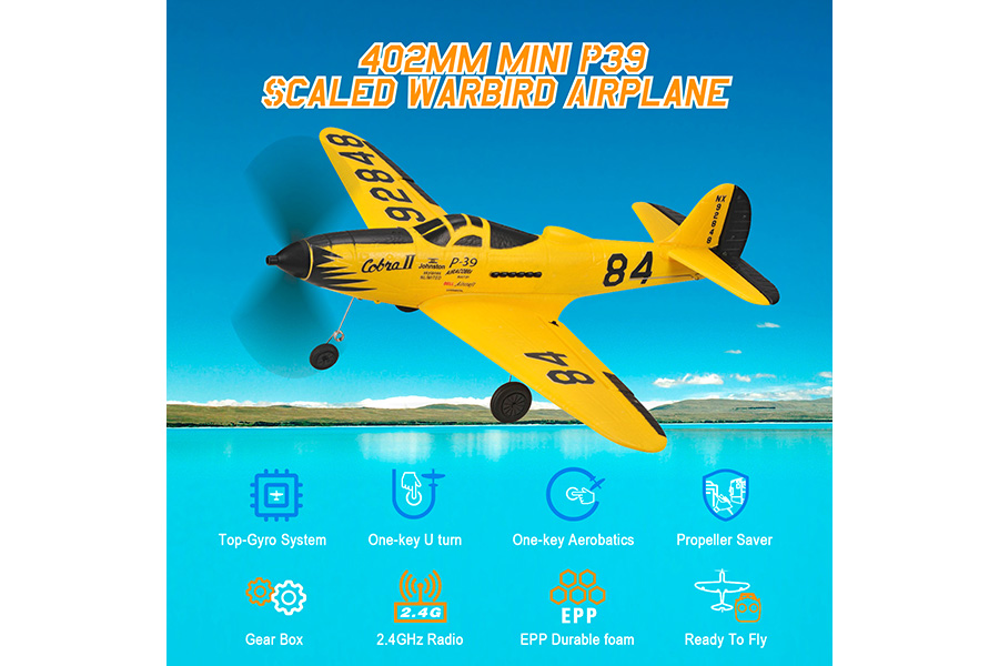 Radiostyrt flygplan - Mini FW190 BL TopRC - Gul - 4 kanals - 2,4Ghz - SRTF