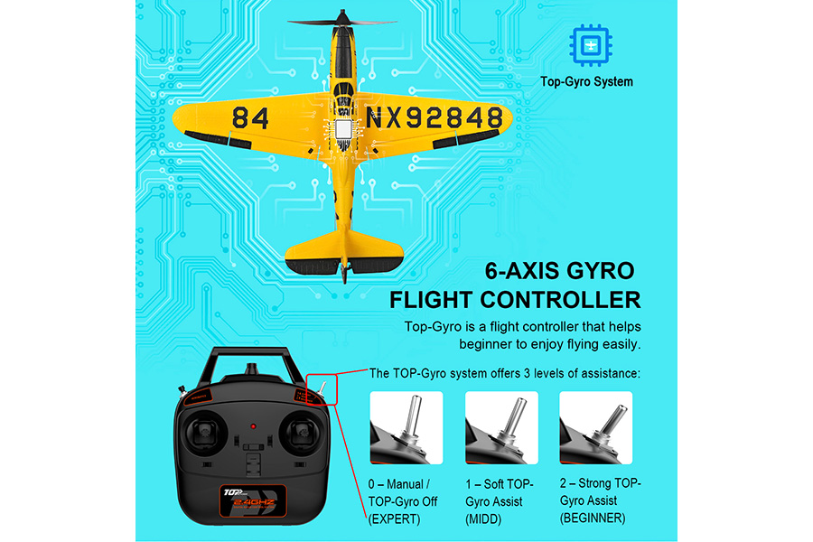 Radiostyrt flygplan - Mini FW190 BL TopRC - Gul - 4 kanals - 2,4Ghz - SRTF