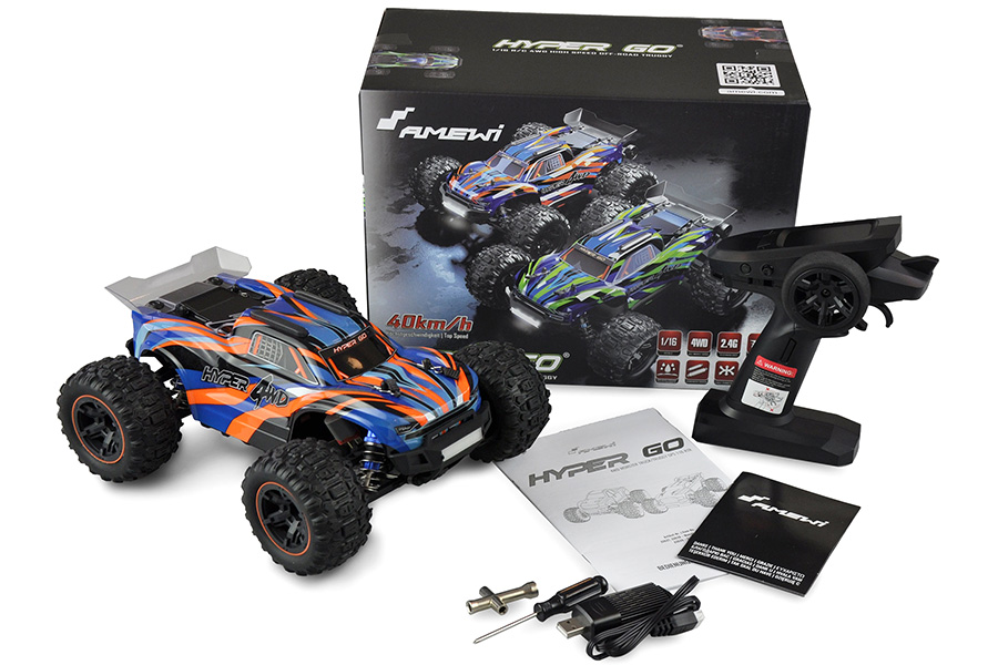 Radiostyrd bil - 1:16 - Hyper GO Truggy 4wd - 2,4Ghz - Blåorange - RTR