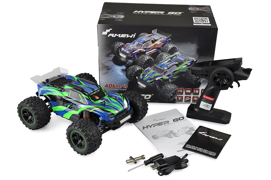 Radiostyrd bil - 1:16 - Hyper GO Truggy 4wd - 2,4Ghz - Blågrön - RTR