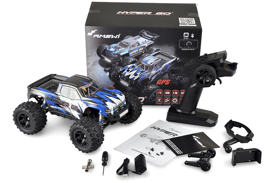 Radiostyrd bil - 1:16 - Hyper GO MT GPS 4wd - 2,4Ghz - Blå - RTR