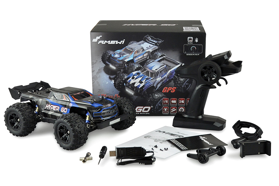 Radiostyrd bil - 1:16 - Hyper GO Truggy GPS 4wd - 2,4Ghz - Blå - RTR