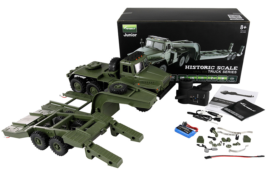 RC Militärlastbil - Ural B36 Lågflak 6WD - 1:16 - 2,4Ghz - RTR