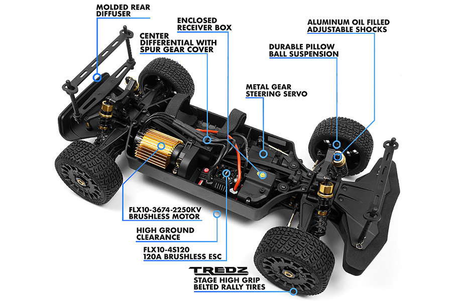 RC bil - 1:8 - QuantumRX Flux 4S Rally Car BL - Blå - 4WD - 2,4Ghz - ARTR