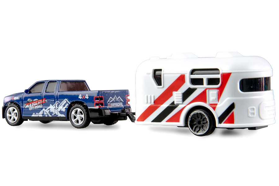 Thumbnail 654 fr Radiostyrd bil - 1:64 - RC Pickup Die Cast med släp - Blå - RTR