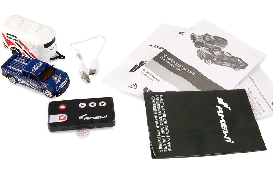 Thumbnail 654 fr Radiostyrd bil - 1:64 - RC Pickup Die Cast med släp - Blå - RTR