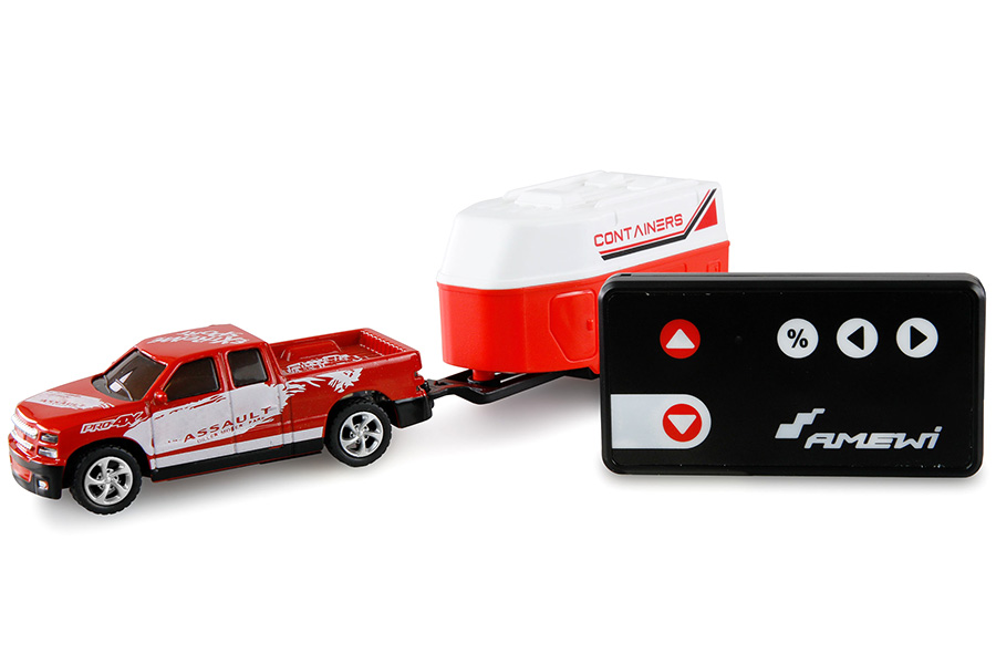 Thumbnail 654 fr Radiostyrd bil - 1:64 - RC Pickup Die Cast med släp - Röd - RTR