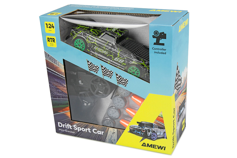 Thumbnail 654 fr Radiostyrd bil - Drift Car Mini-Breaker 4WD - Green - 1:24 - RTR