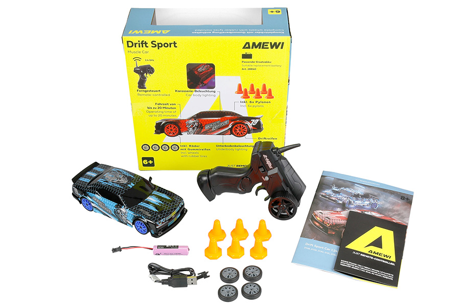 Thumbnail 654 fr Radiostyrd bil - Drift Car Muscle Car 4WD - Blue - 1:24 - RTR