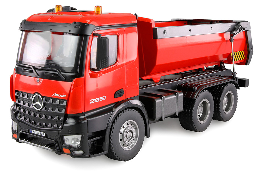 Radiostyrd lastbil - Mercedes-Benz Arocs Kipper - Röd - 1:14 - 2,4GHz - RTR