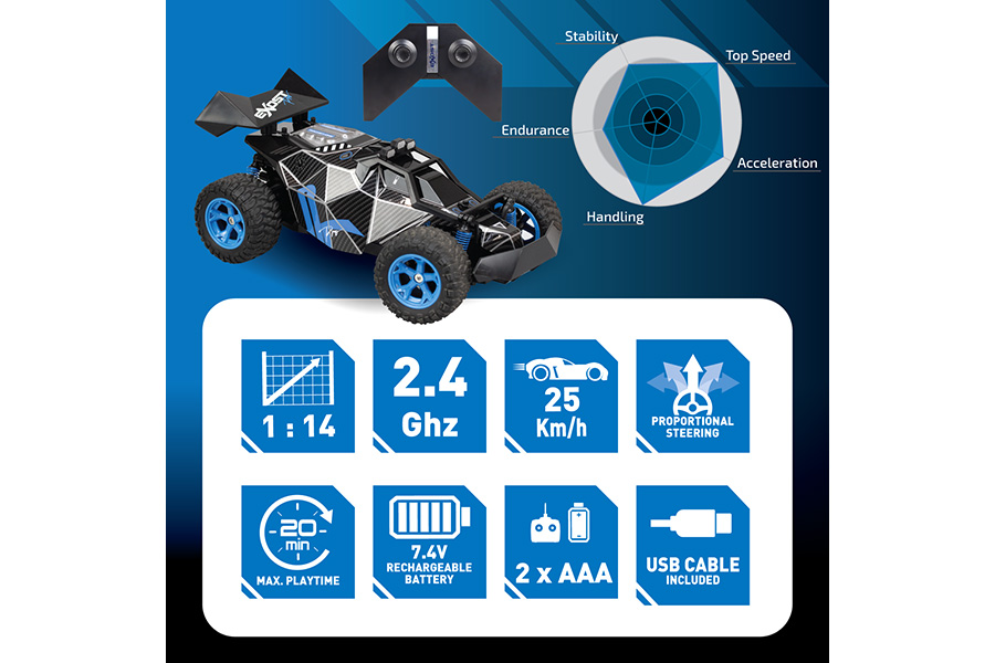 Thumbnail 655 fr Radiostyrd bil - Exost Pro Rocket One - 1:14 - 2,4Ghz - RTR