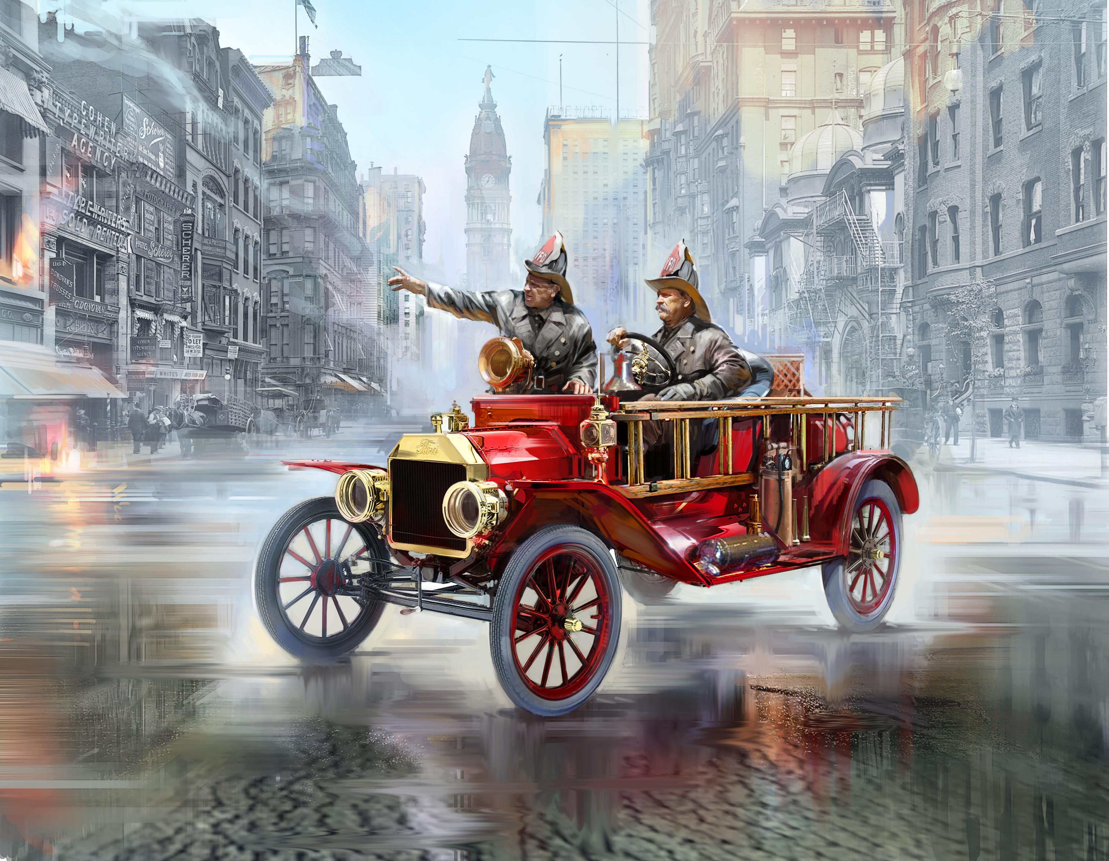 Bild p� Byggmodell bil - 1914 Ford Model T Fire Truck w crew - 1:24 - Revell