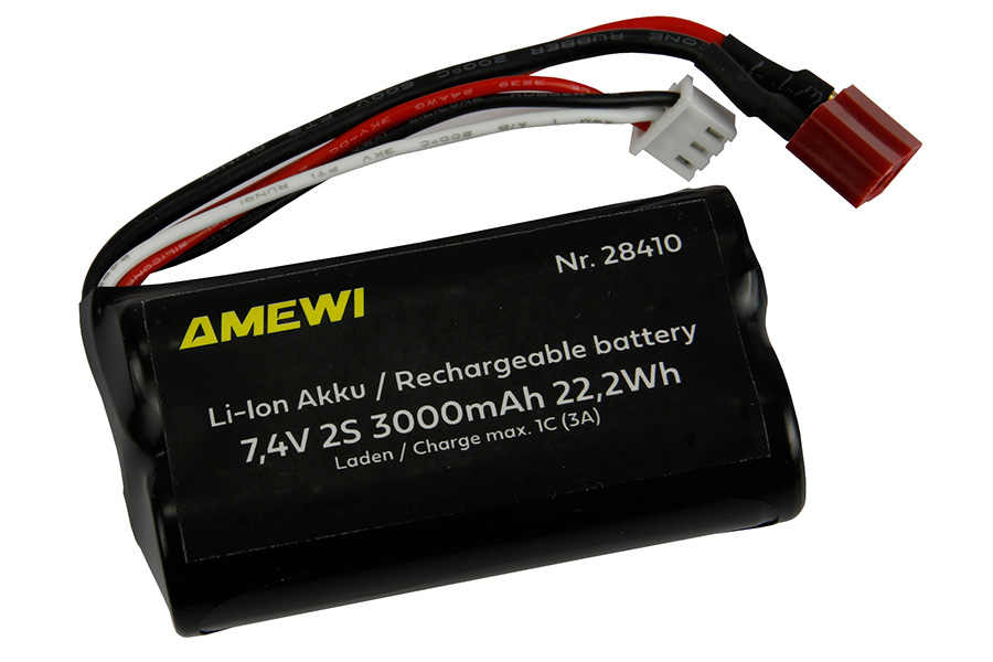 Bild p� Batteri - 7,4V 3000mAh LiIon - T-kontakt - AMW