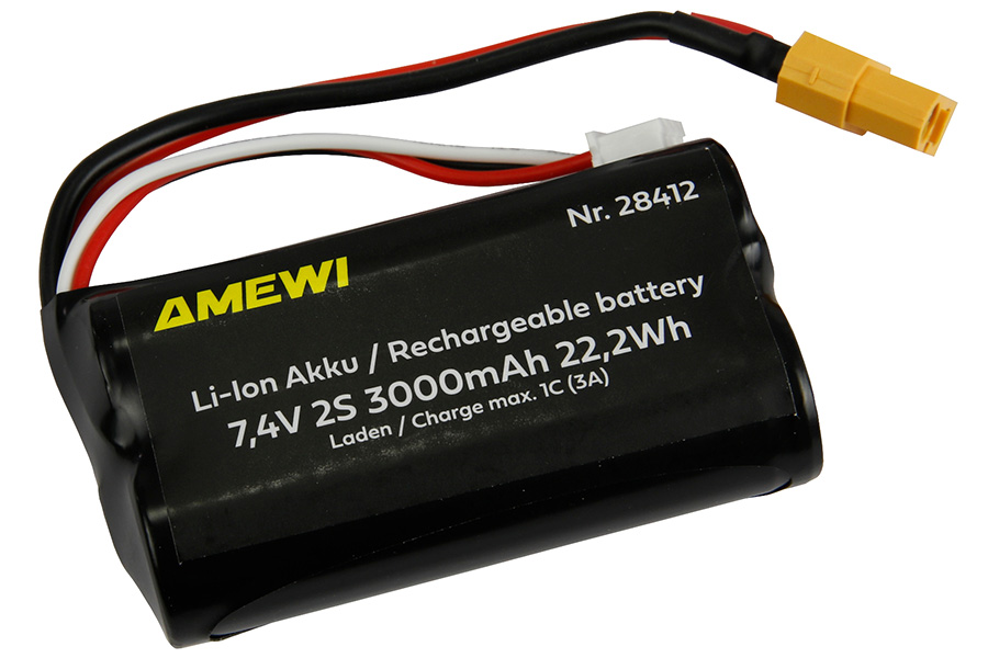 Bild p� Batteri - 7,4V 3000mAh LiIon - XT60 - AMW