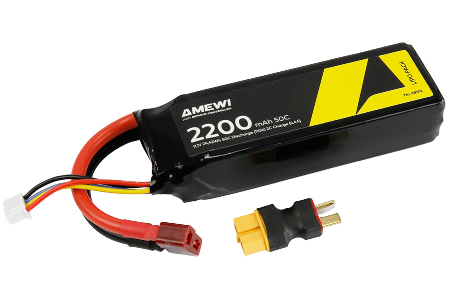 Bild p� Batteri - 11,1V 2200mAh LiPo - 50C - XT60 T-kontakt - AMW