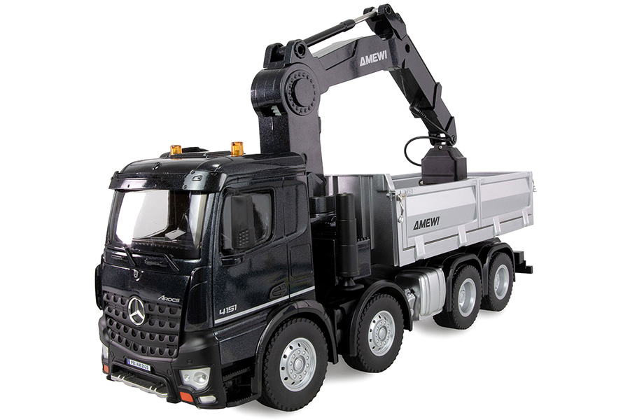 Bild p� Radiostyrd kranbil - Mercedes Benz Arocs Kranbil med tippflak - 1:18 - 2,4GHz - RTR