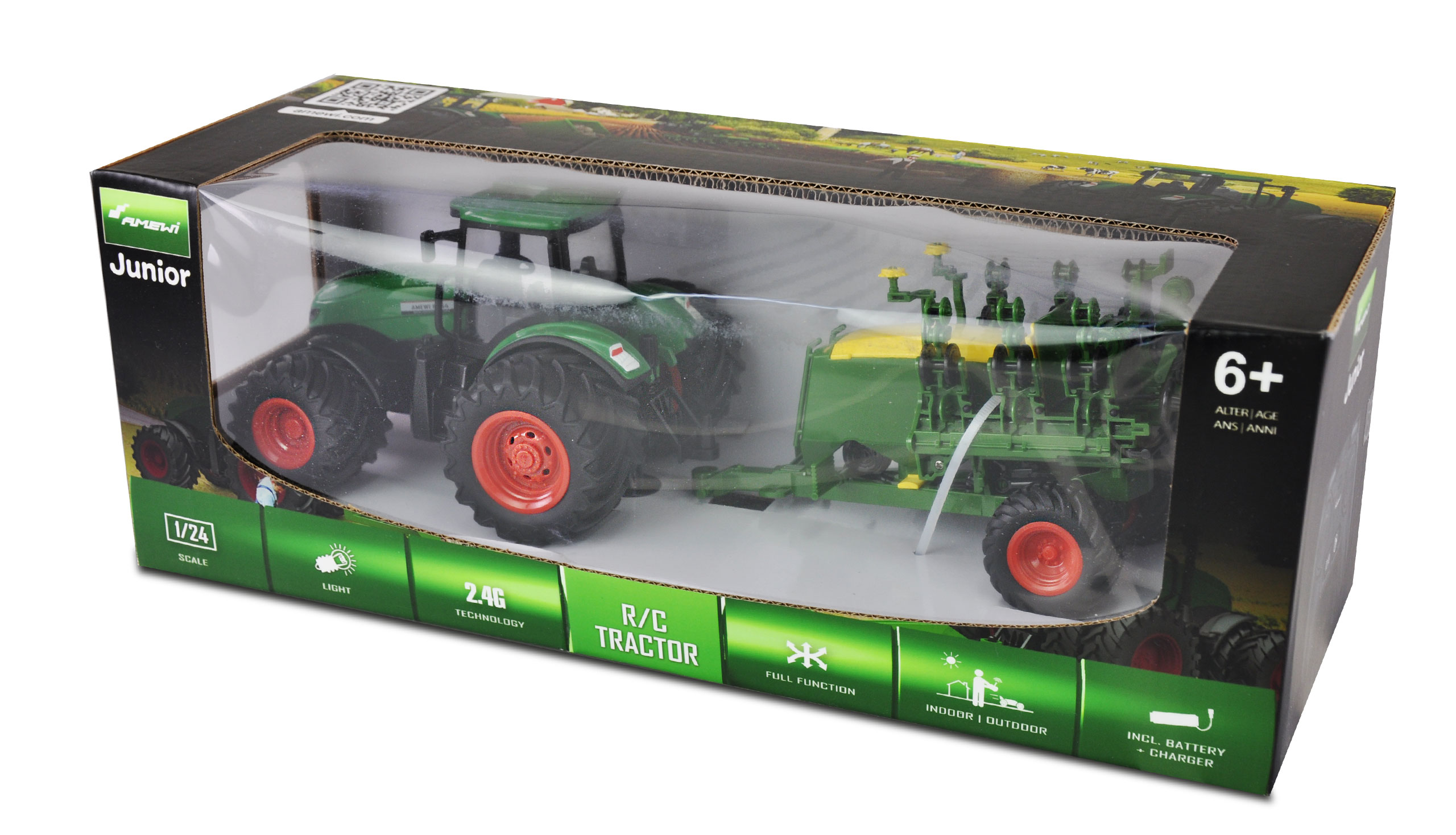 Thumbnail 678 f�r Radiostyrd Traktor - 1:24 Traktor med s&aring;maskin - RTR