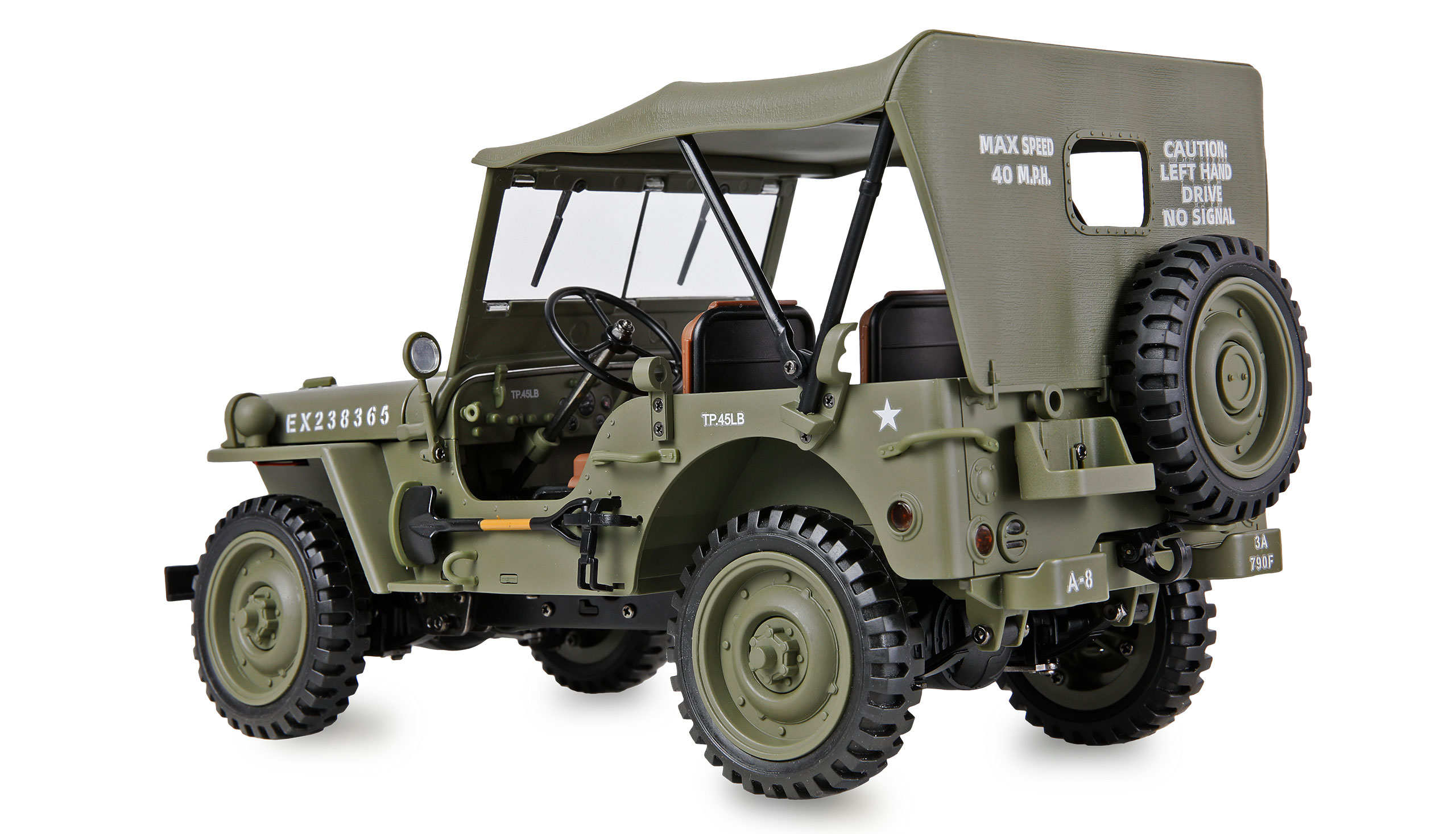 Thumbnail 678 f�r RC Millit&auml;r jeep - Willys Jeep MB Metall 4WD - 1:14 - 2,4Ghz - RTR