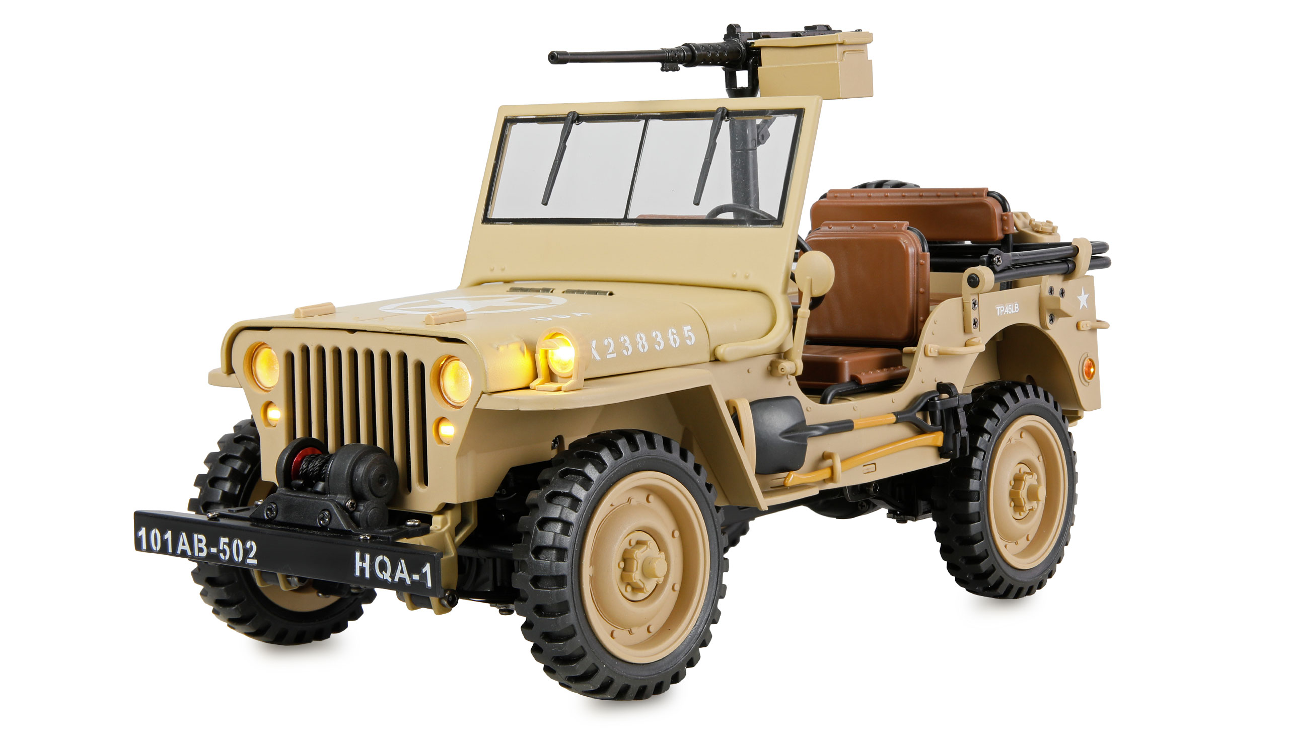 RC Millit&auml;r jeep - Willys Jeep MB Metall 4WD Sand - 1:14 - 2,4Ghz - RTR