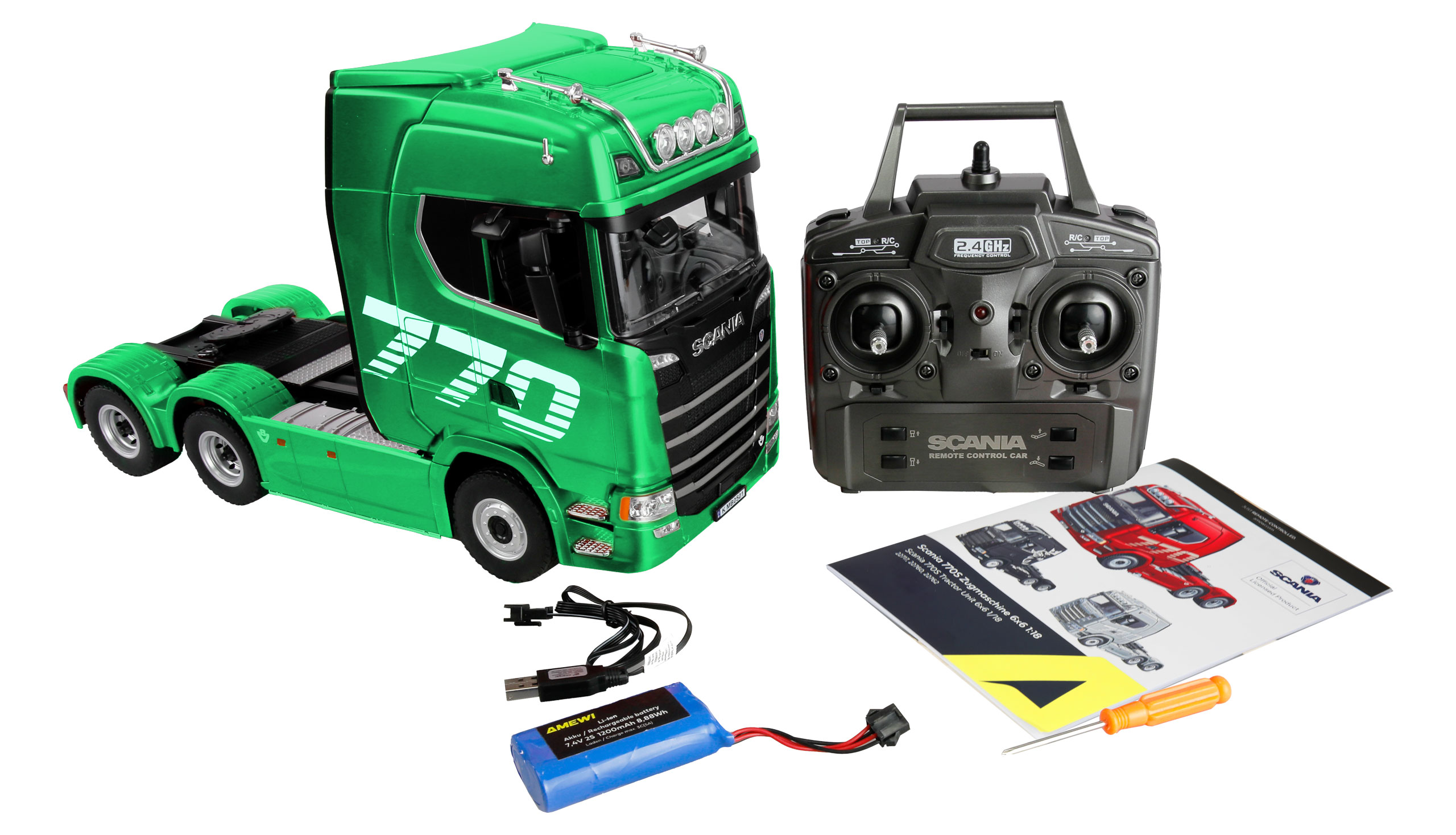 Thumbnail 680 f�r Radiostyrd lastbil - Scania 770 S V8 Truck 6x4 Gr&ouml;n - 1:18 - RTR