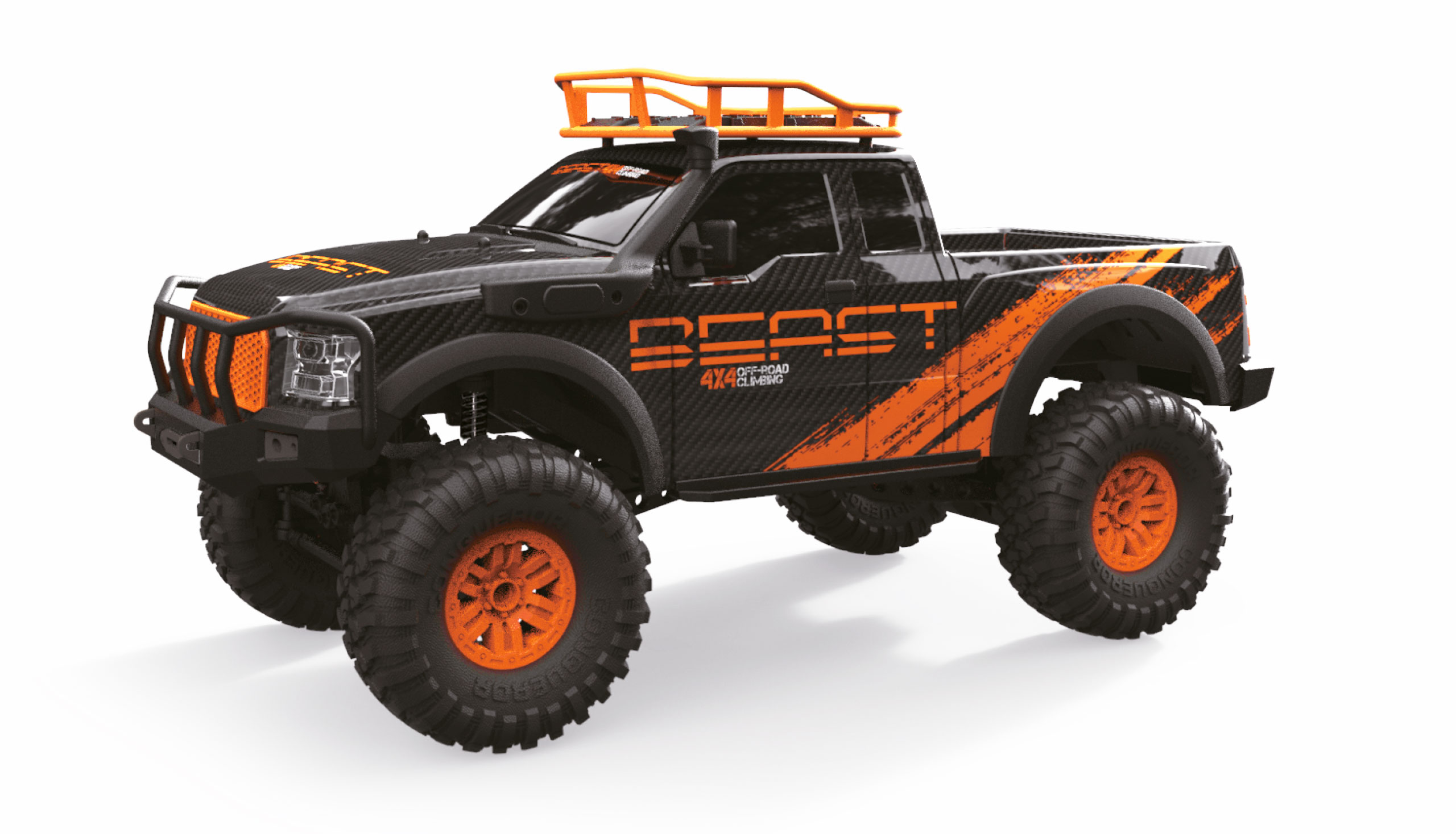 Bild p� RC Crawler - 1:10 - Dirt Climbing Beast Pick-Up Crawler 4wd - Svart/Orange - RTR