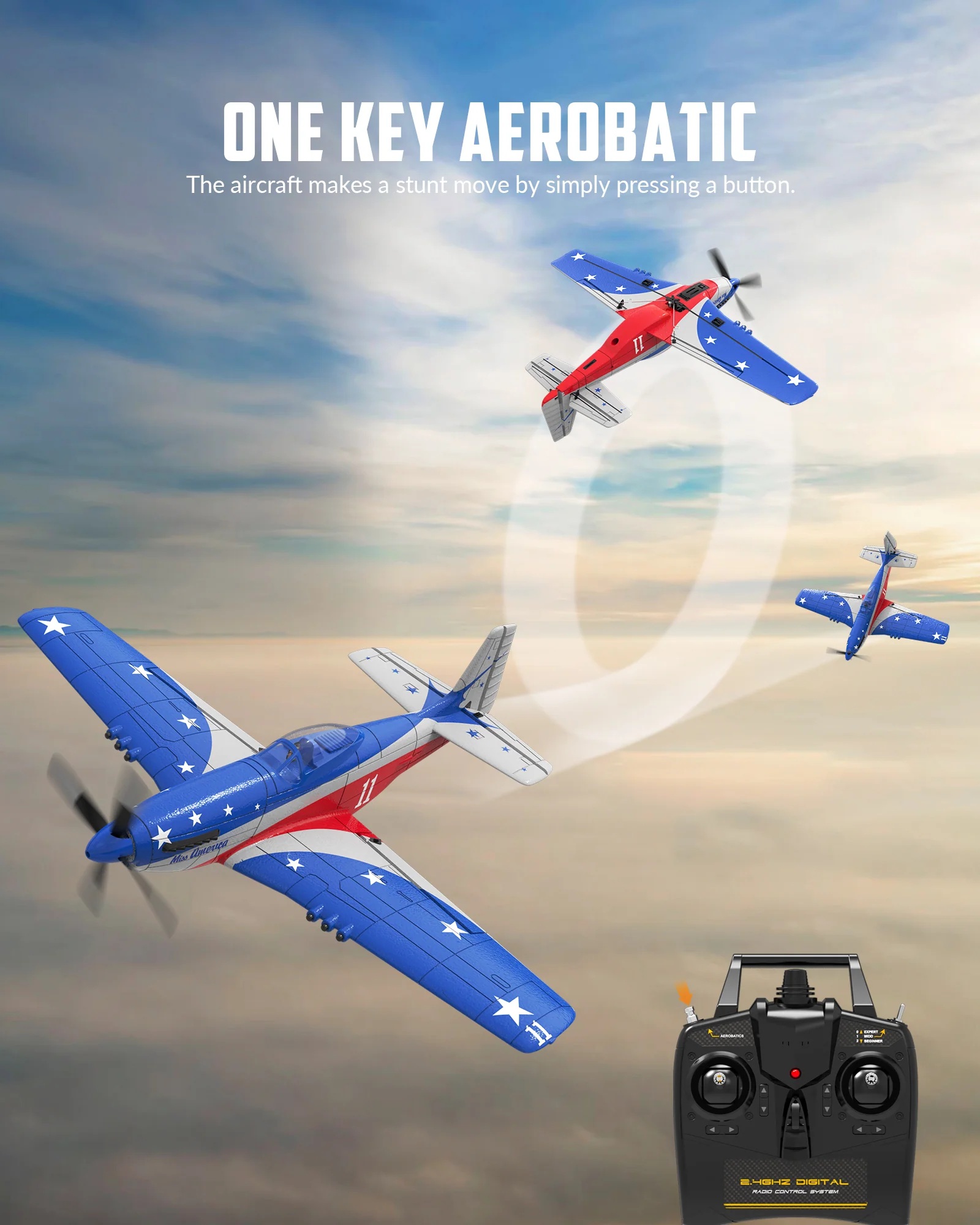 Thumbnail 681 f�r Radiostyrt flygplan - Mini P51D Mustang V2 BL - Miss America - SRTF