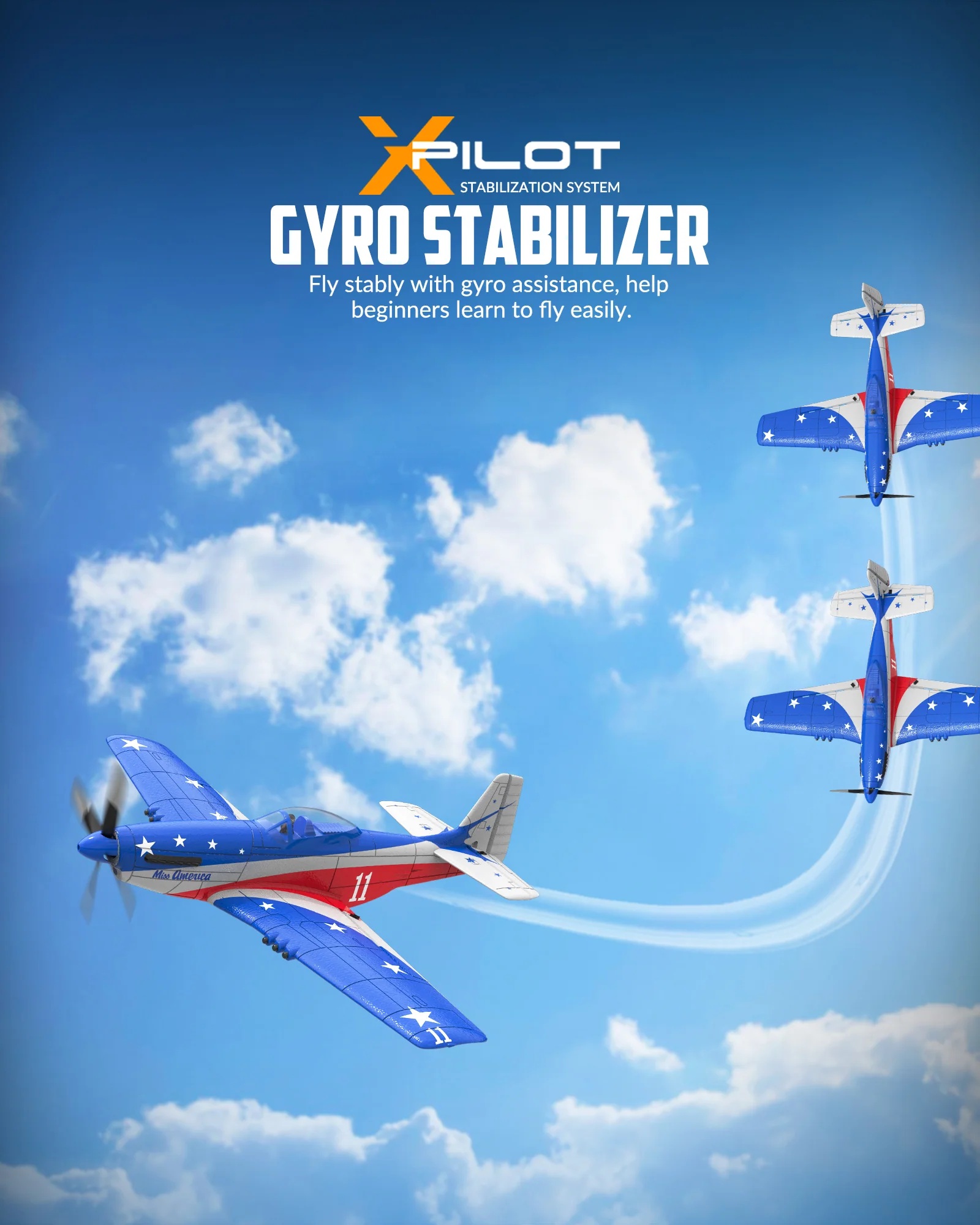 Thumbnail 681 f�r Radiostyrt flygplan - Mini P51D Mustang V2 BL - Miss America - SRTF