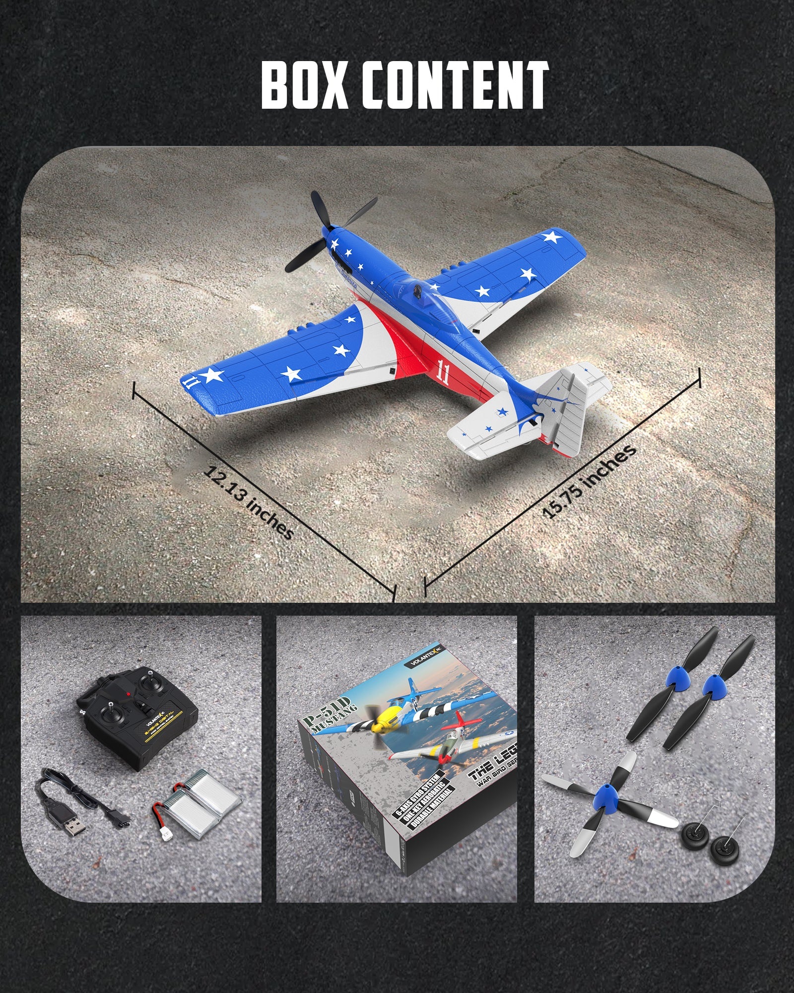 Thumbnail 681 f�r Radiostyrt flygplan - Mini P51D Mustang V2 BL - Miss America - SRTF